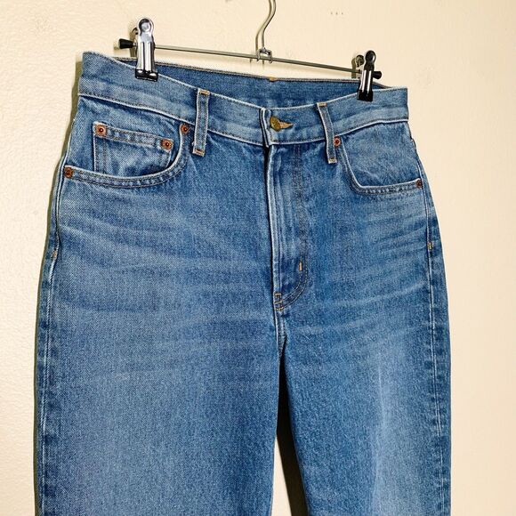B Sides Arts Mid High Straight Jeans 26 Medium Blue 100% Cotton Whiskering Fade - Picture 3 of 7